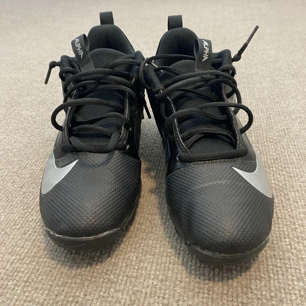 Nike Alpha Shoes Youth 6Y Football Cleats Black Silver FQ4012-002 Fastflex